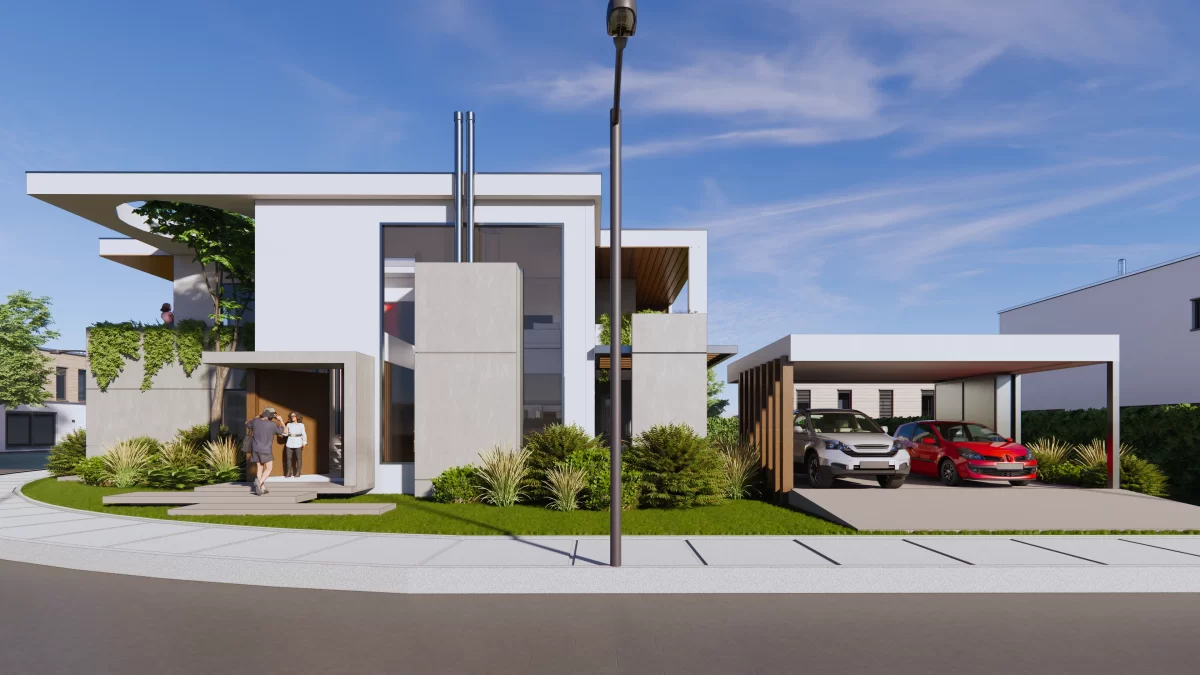 Proyecto arquitectura casa moderna barrio privado