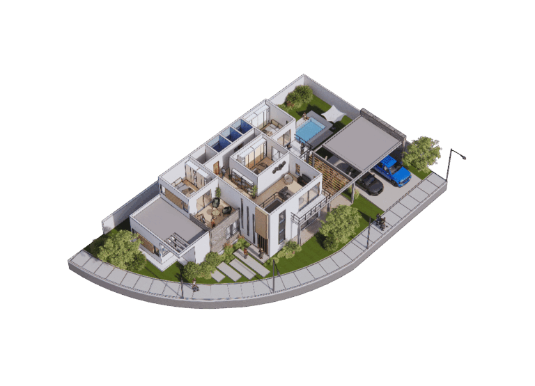 Proyecto de vivienda en perspectiva axonometrica